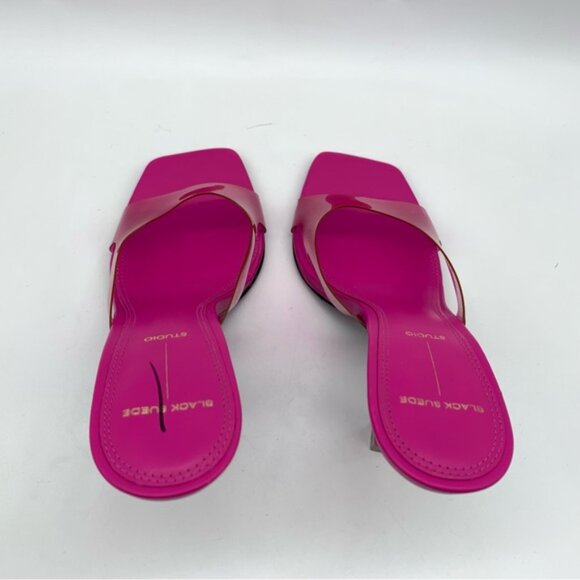BLACK SUEDE Transparent PVC Strap Sandal in Fuchsia - Picture 10 of 14